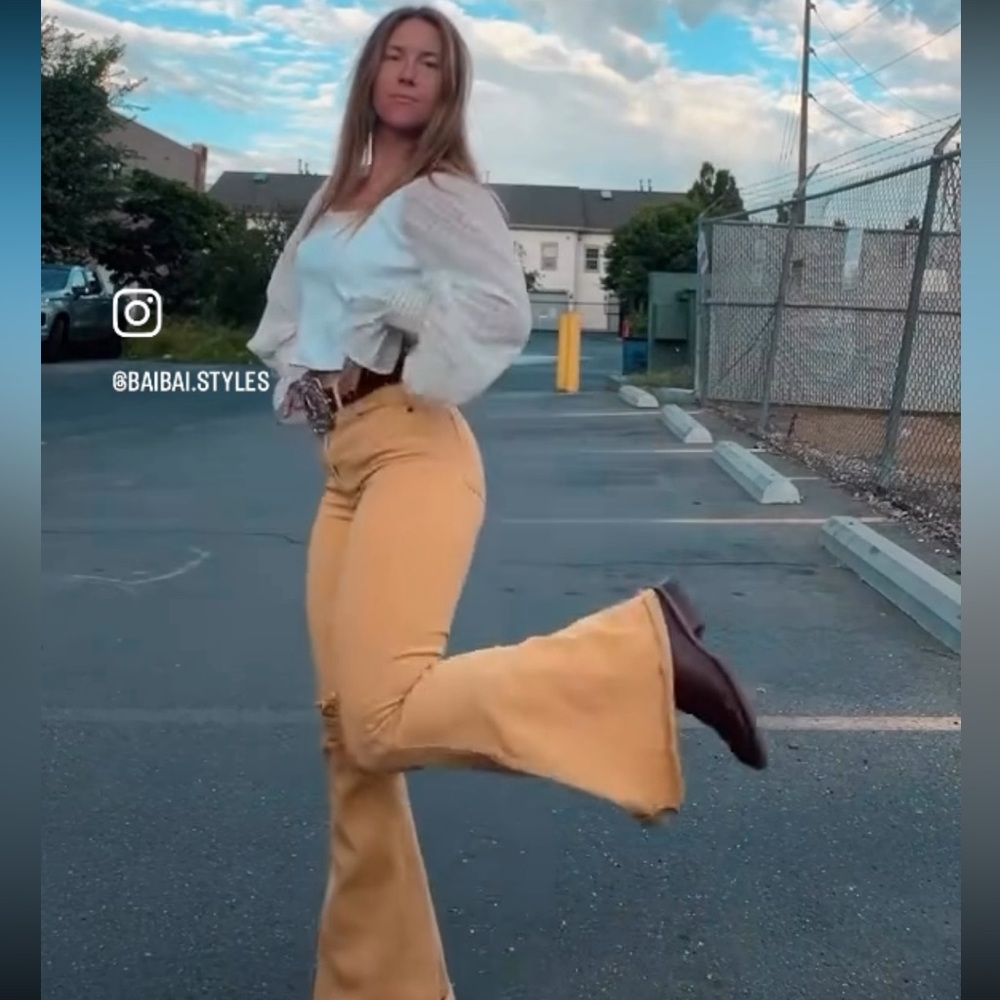 Sneak Peek rich yellow flare bottom Pants